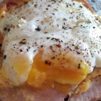Microwaved Baked Eggs & Turkey Salami